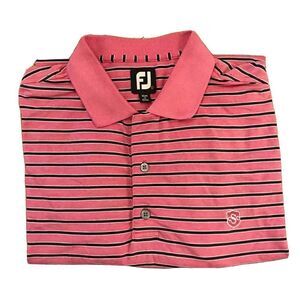 Footjoy FJ Men’s Golf Polo Shirt Short Sleeve - Size Large‎ - Pink Blue Stripe